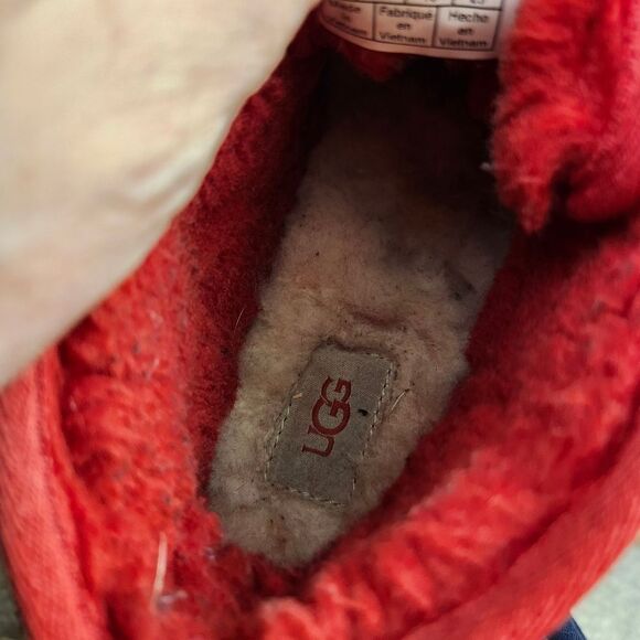 UGG Neumel Chukka Lace-up Red‎ Suede Sherpa-lined Boots #3236 SZ 7 - Picture 4 of 12